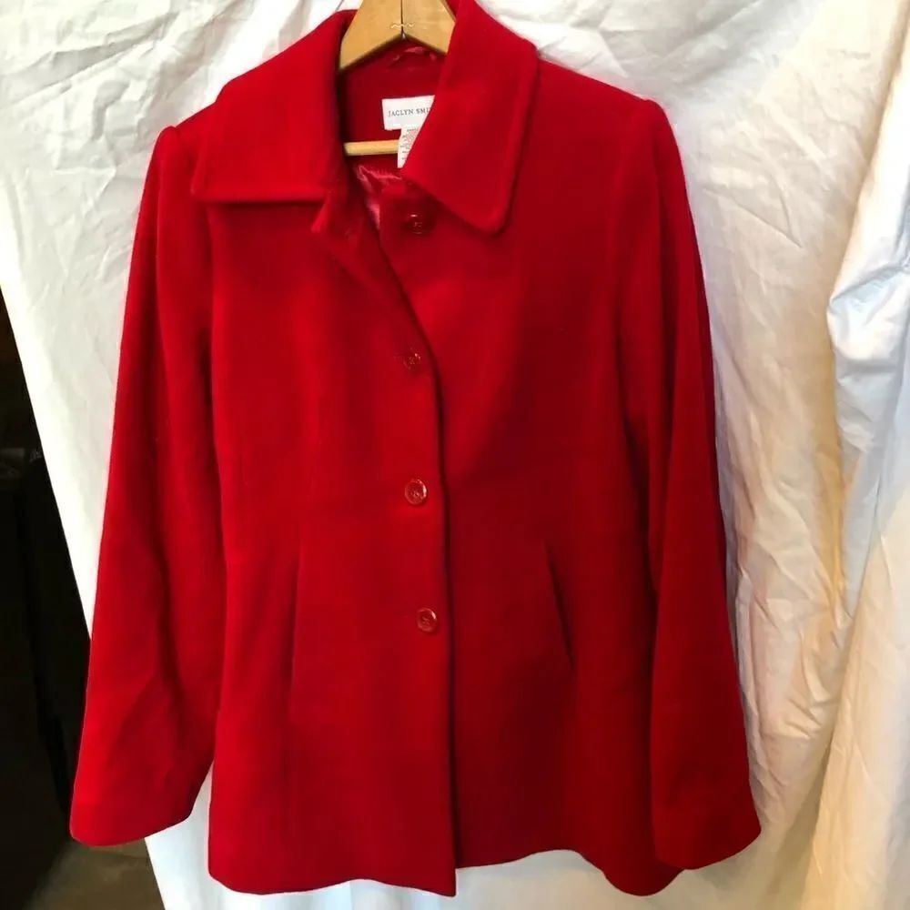Jaclyn Smith Red Pea Coat Small